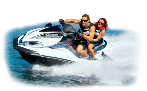 Active couple on jet ski